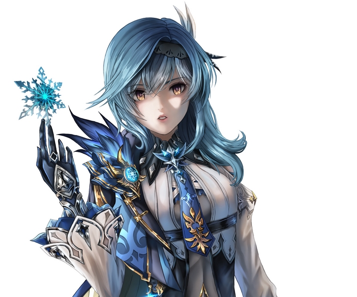 Eula from Genshin Impact holding a snowflake