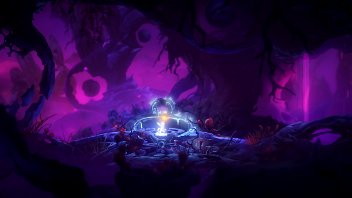Ori from Ori and the Will of the Wisps on a glowing platform
