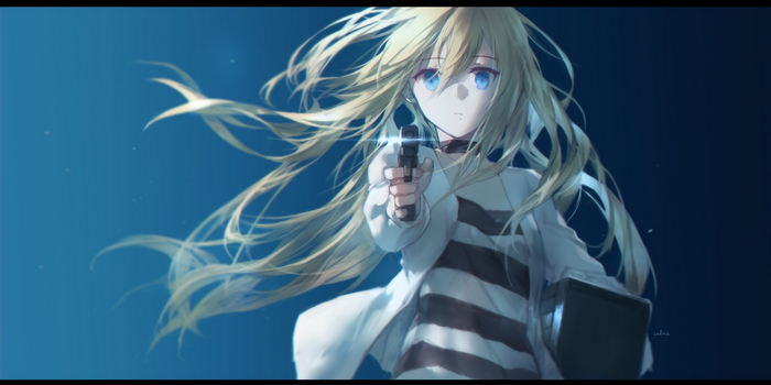 Rachel Gardner from Satsuriku no Tenshi holding a pistol