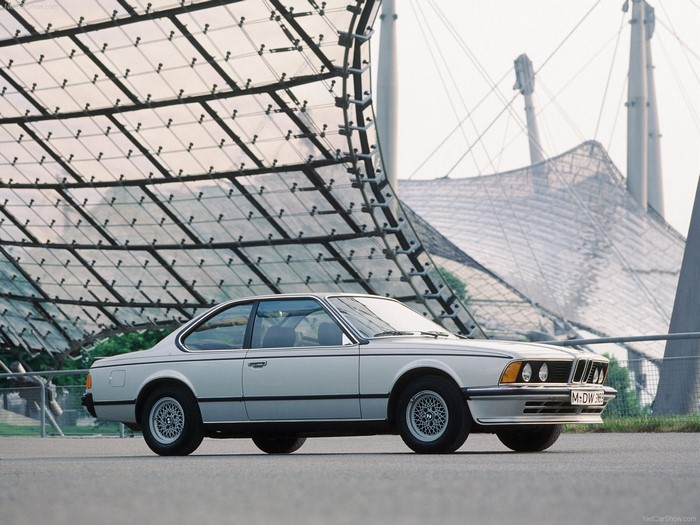 BMW E24 6 Series Coupe in front of Olympic Park