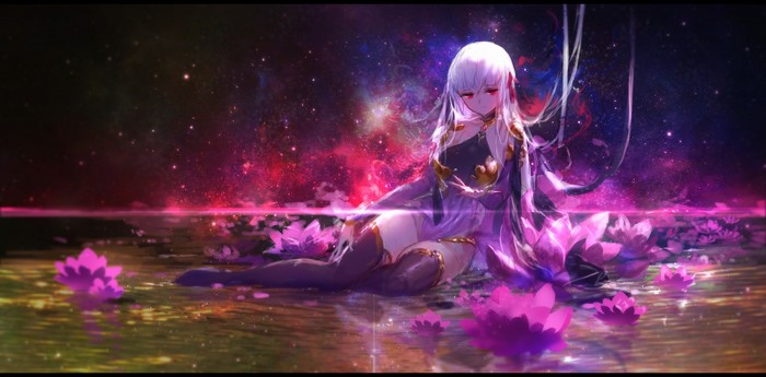 Fate/Grand Order anime girl with white hair