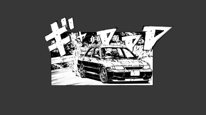 Mitsubishi Lancer Evo V artwork from Initial D