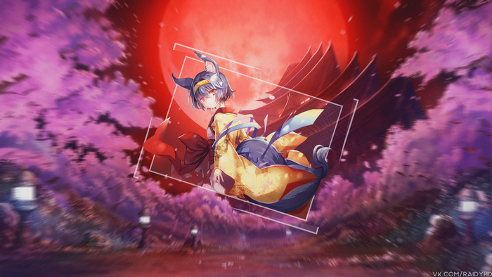 Hatsuse Izuna from No Game No Life with Red Moon