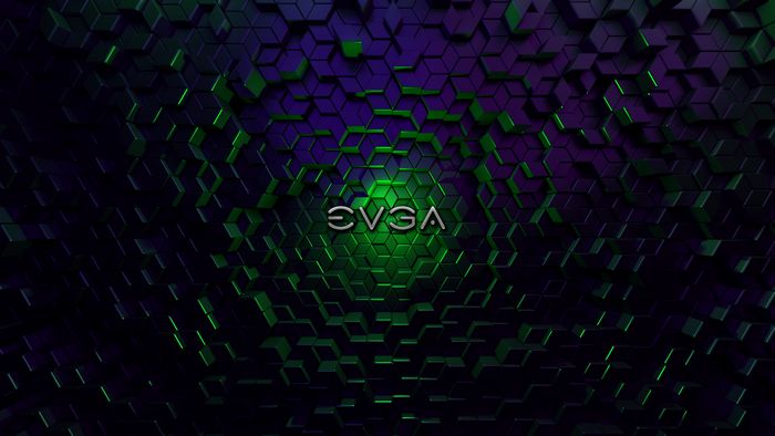 EVGA logo on a dark hexagonal pattern