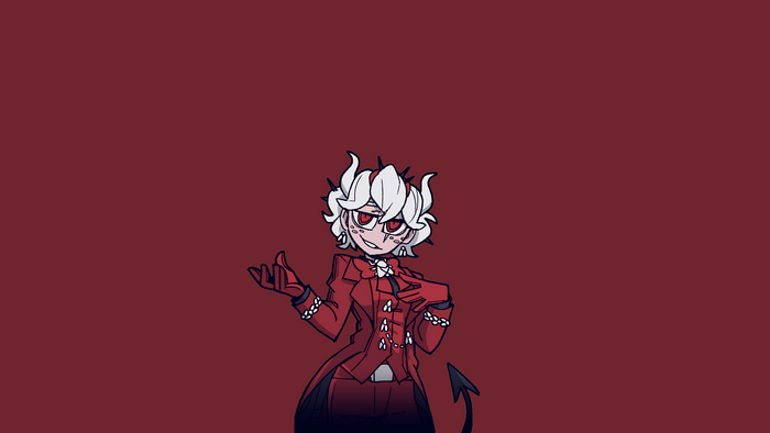 Beelzebub from Helltaker in a red suit