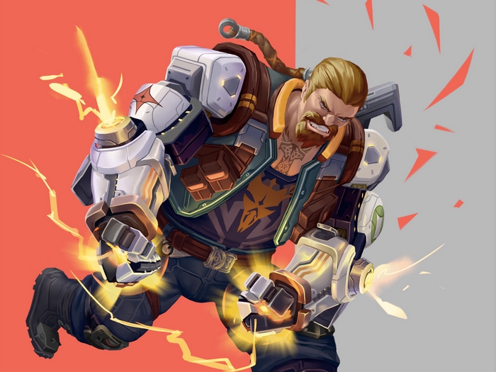 Breach from Valorant with glowing fists
