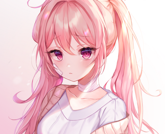 Anime Girl with Pink Hair and Purple Eyes