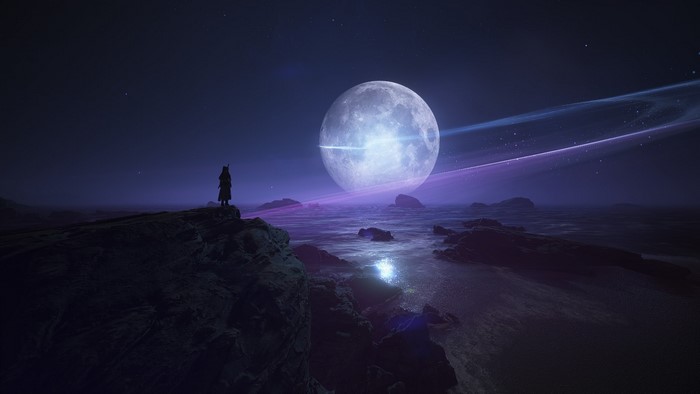 Beiluo from Swords of Legends with a large moon