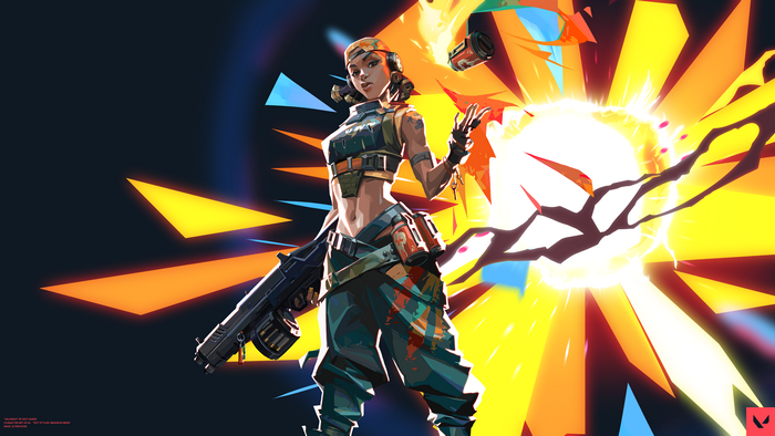 Raze from Valorant with explosive effects