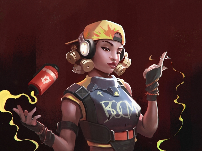 Raze from Valorant with explosives