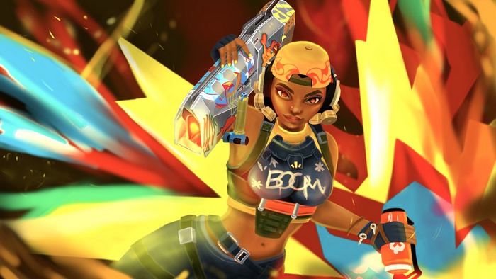 Raze from Valorant with a Boom Box