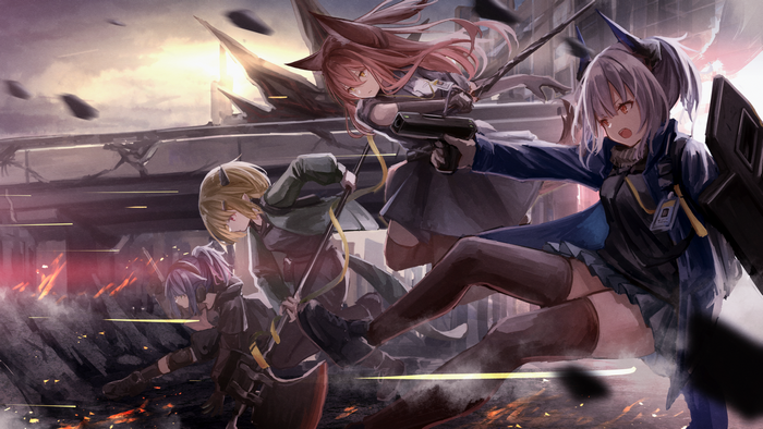 Arknights characters in battle