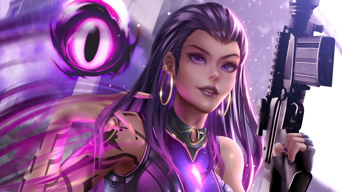 Reyna from Valorant in Purple Aura 4K