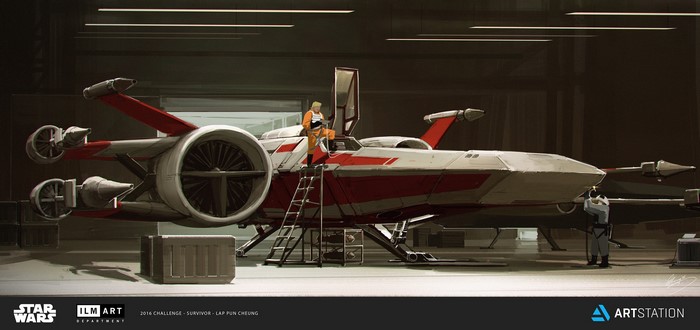 Star Wars X-wing Fighter in Hangar by Lap Pun Cheung