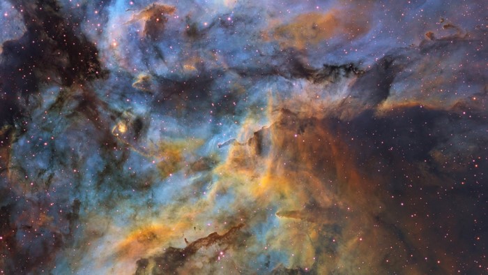 Cosmic nebula with stars and dust clouds