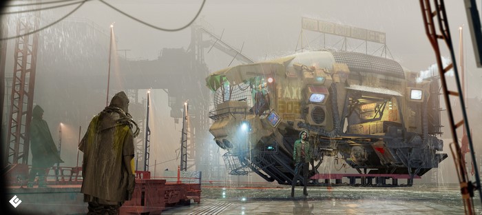4K Science Fiction Artwork of a Futuristic Taxi