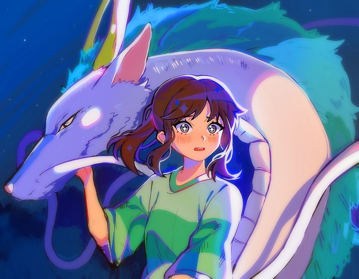 Chihiro and Haku from Spirited Away