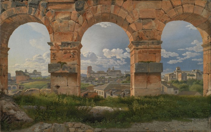 View of Rome through ancient arches by Christoffer Wilhelm Eckersberg