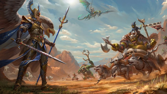 High Elf and Orcs in Total War: Warhammer II
