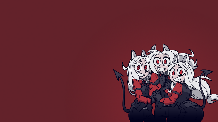 Three demon girls from Helltaker with white hair and red eyes