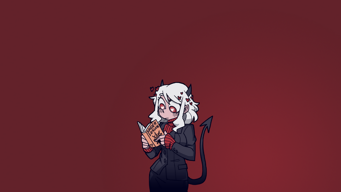 Demon girl from Helltaker reading a book