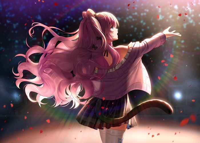 HaneRu from Broken Delusion with pink hair and cat tail