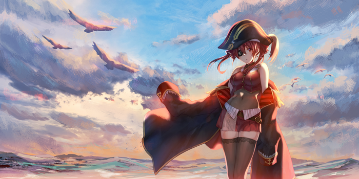 Houshou Marine from Hololive wearing a pirate outfit