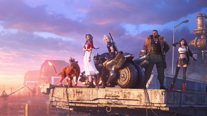 Final Fantasy VII Remake Characters on Rooftop 4K