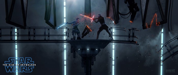 Rey and Kylo Ren duel in Star Wars: The Rise of Skywalker concept art