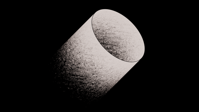 Monochrome gradient cylinder on black background