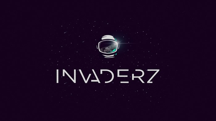 Invaderz logo with astronaut helmet and stars