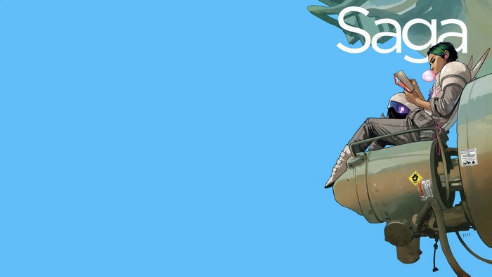 Alana from Saga reading a book