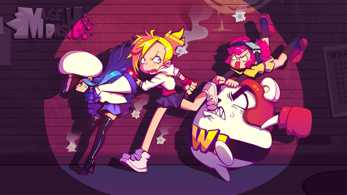Muse Dash characters fighting a creature