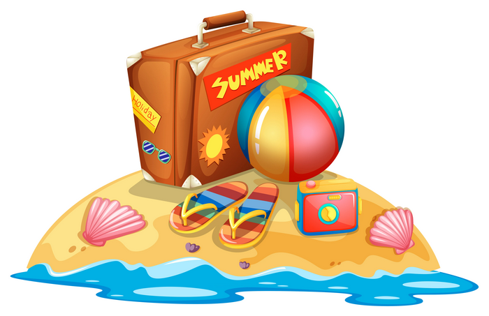 Summer Beach Vacation Suitcase and Accessories