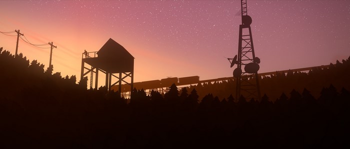 Team Fortress 2 train crossing a bridge at sunset