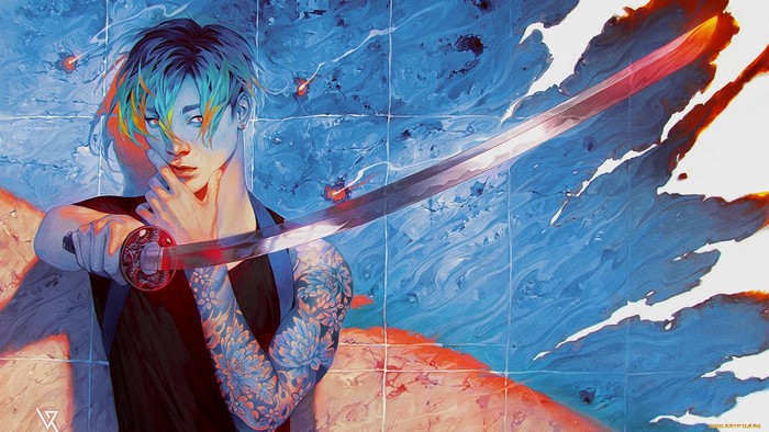 Artwork of a person with a katana