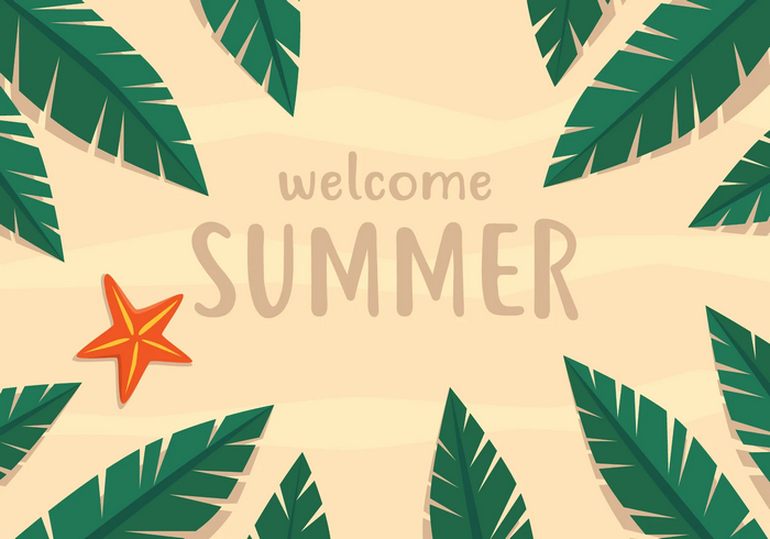 Welcome Summer with Starfish and Palm Leaves