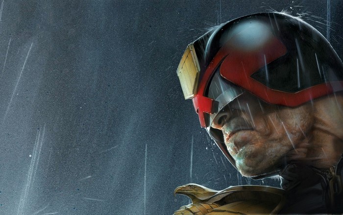 Judge Dredd in the rain