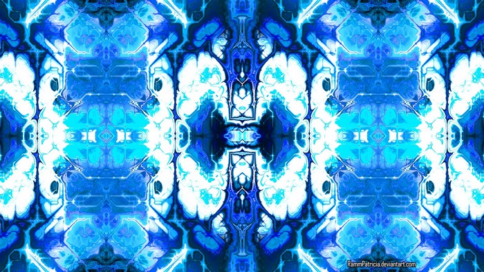 Abstract blue and cyan kaleidoscope digital art