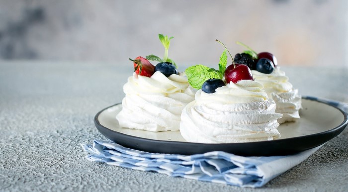 Mini Pavlovas with Fresh Berries and Mint