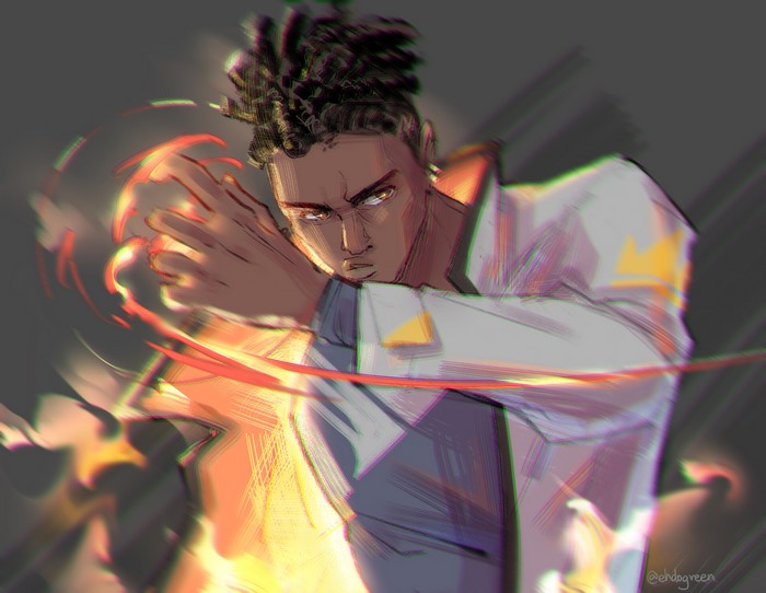 Phoenix from Valorant with fiery energy