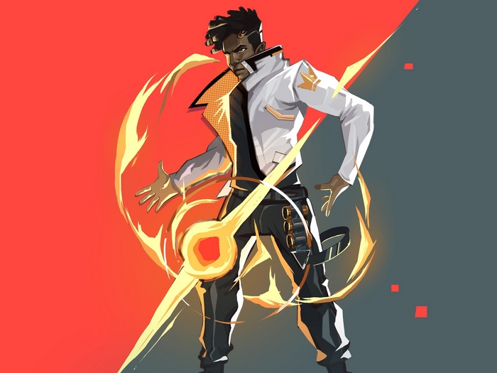 Phoenix from Valorant with fire effects