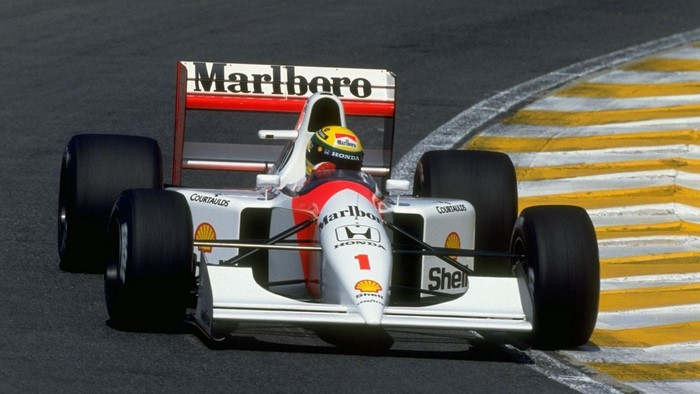 Ayrton Senna driving a Marlboro McLaren Formula 1 car