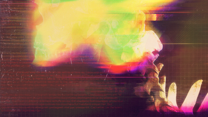 Glitch art abstract skeleton skull