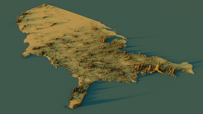 3D Population Density Map of the USA