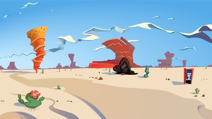 Desert landscape with Super Mario Bros. elements