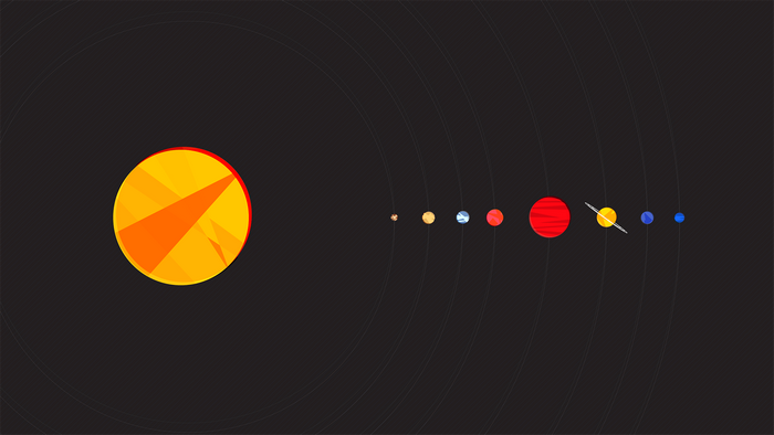 Minimalist Solar System with Sun and Planets