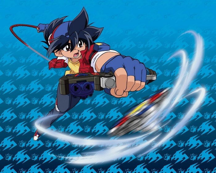 Tyson from Beyblade G Revolution launching a Beyblade