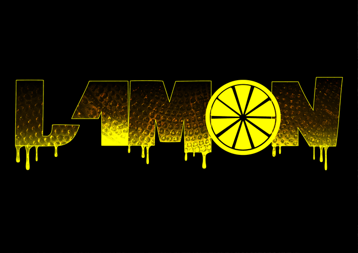 Lemon text with a lemon slice