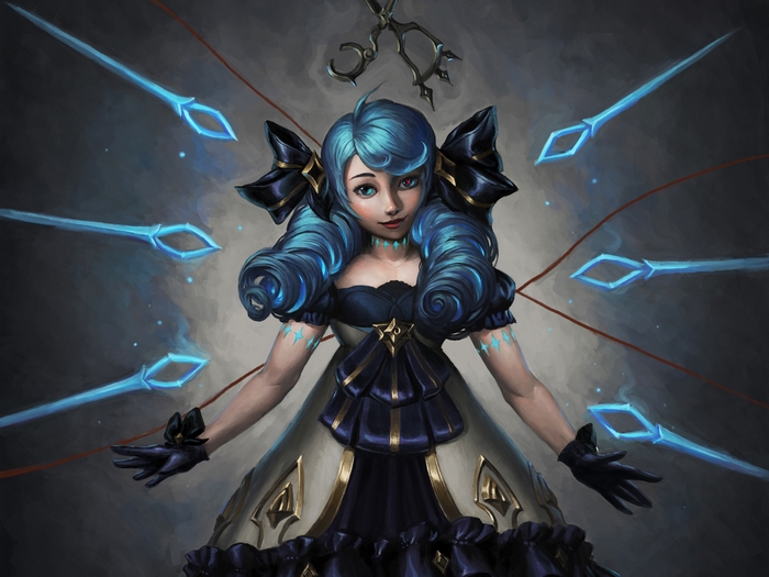 Gwen with Blue Hair and Magic Needles